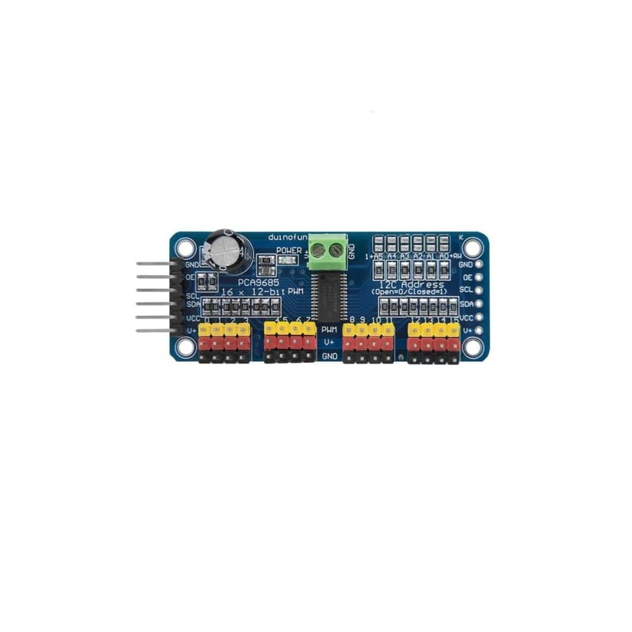 وحدة تحكم 16 قناة PWM/سيرفو – 12 بت عبر واجهة I2C – تعتمد على PCA9685
