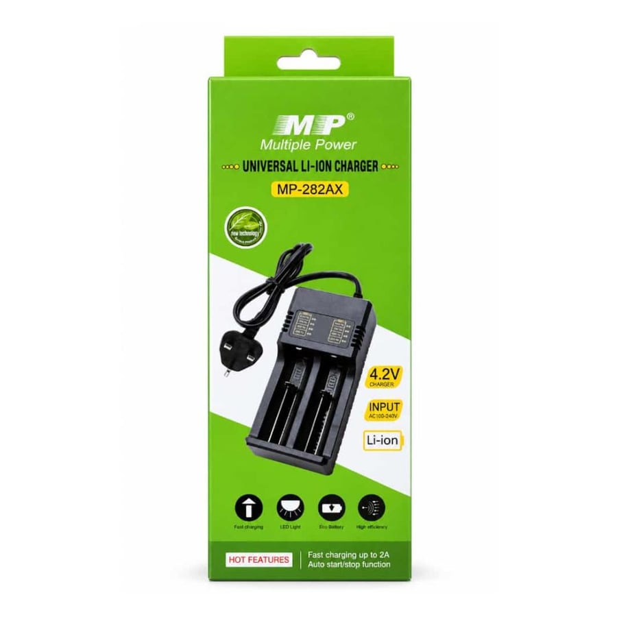 شاحن بطاريات ليثيوم MP-282AX بخانتين من Multiple Power بجهد 4.2V