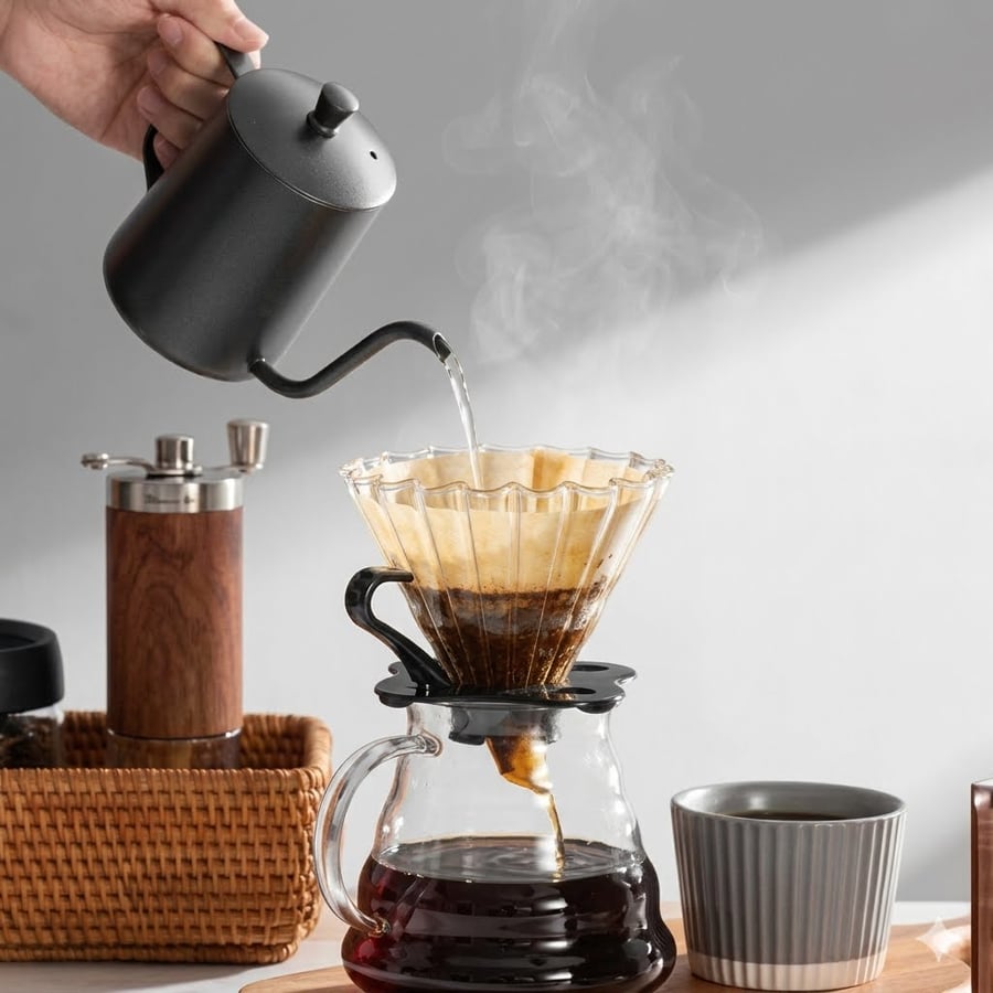 قمع V60 زجاجي مع مسكة