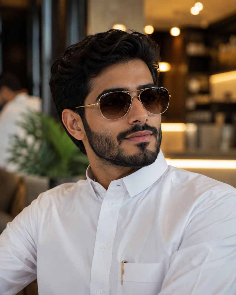 نظارة شمسية بوليس تصميم أفياتور إطار ذهبي عدسات بنية | Police Aviator Gold Frame Sunglasses