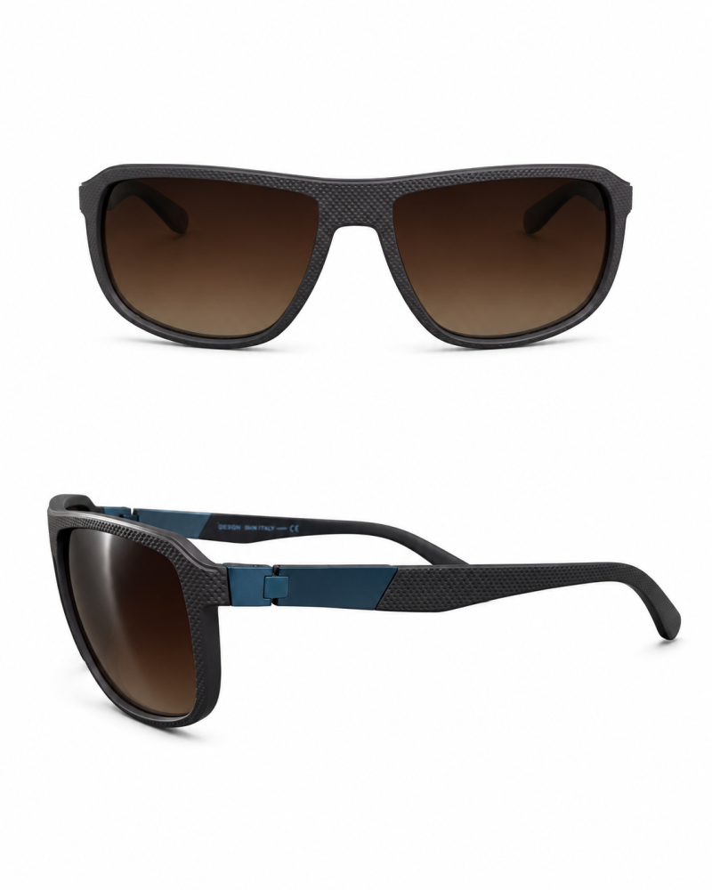 نظارة شمسية رجالية إطار مطفي بنقشة محببة وعدسات بنية | Men's Textured Frame Gradient Sunglasses