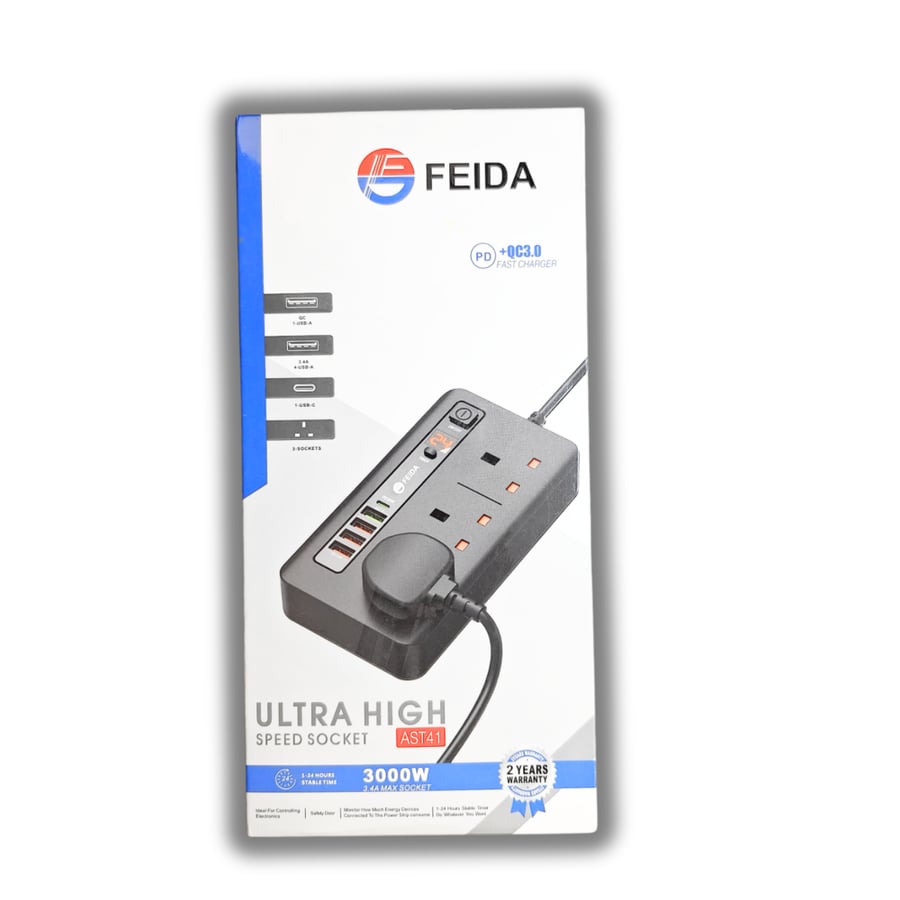 FEIDA -توصيلة كهربائية بمؤقت ذكي 3 متر 3000W م/AST41 ماركة فيدا