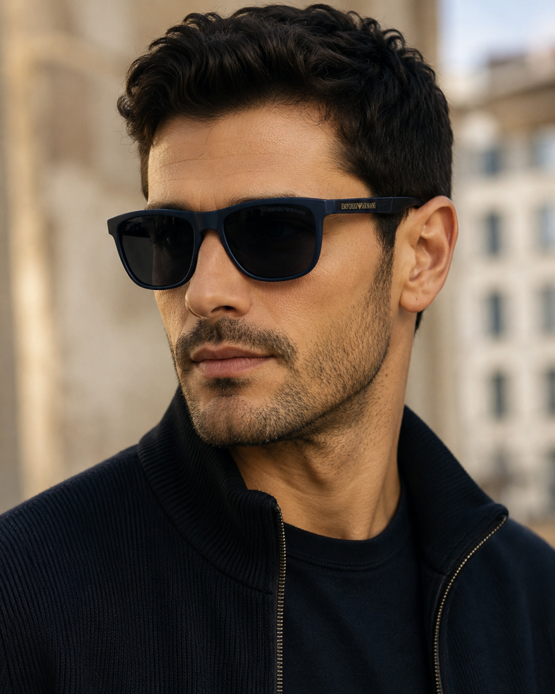 نظارة شمسية رجالية إمبوريو أرماني إطار مربع أزرق | Emporio Armani Men's Square Blue Sunglasses