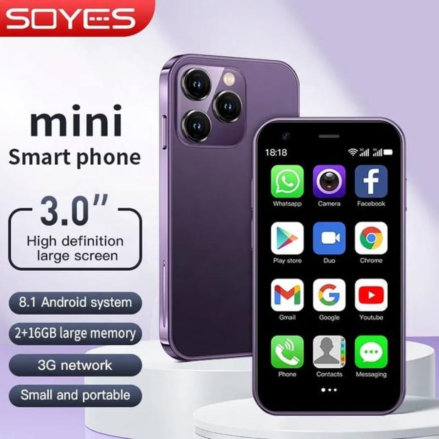 جوال صغير ميني ايفون XS15 أندرويد 1000 مللي أمبير Soyes XS15 3G Mini Smartphone اسود