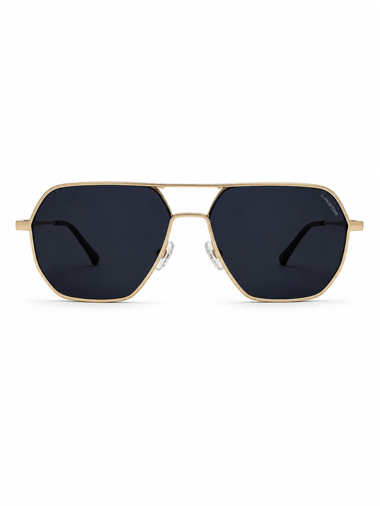 نظارة شمسية نسائية ليندبرغ إطار معدني ذهبي بتصميم هندسي | Lindberg Women's Geometric Gold Sunglasses