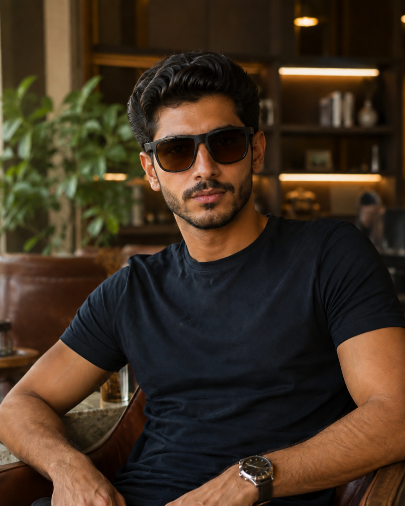 نظارة شمسية رجالية إطار مطفي بنقشة محببة وعدسات بنية | Men's Textured Frame Gradient Sunglasses