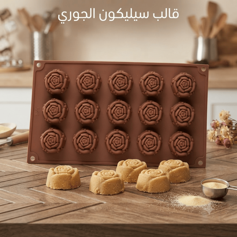 قالب سيليكون جوري ، القطر 4سم ، ارتفاع 2سم .