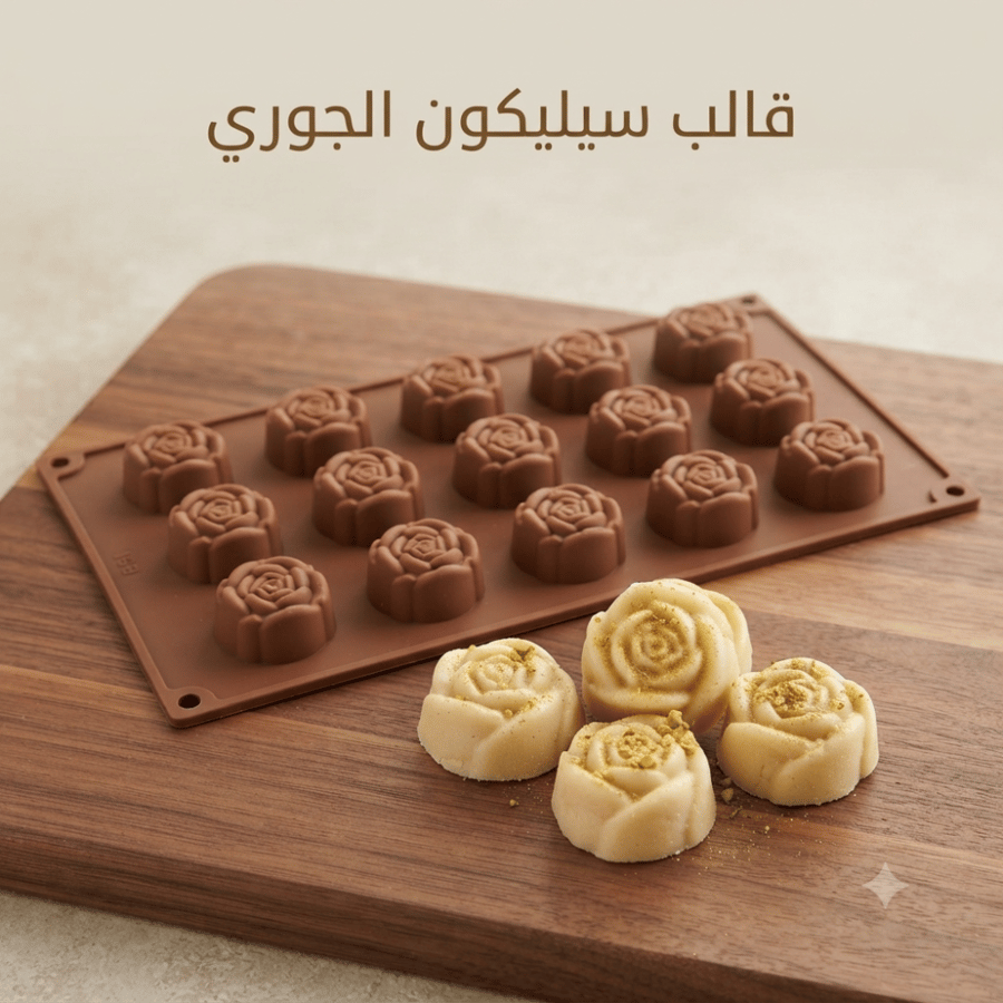 قالب سيليكون جوري ، القطر 4سم ، ارتفاع 2سم .