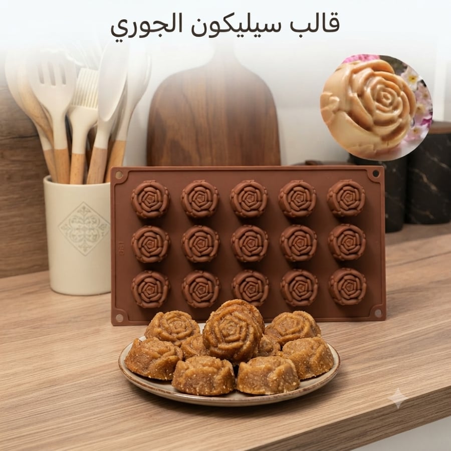 قالب سيليكون جوري ، القطر 4سم ، ارتفاع 2سم .