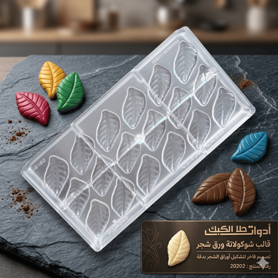 قالب شوكولاتة ورق شجر بجودة عالية ، المقاس 5.9*3.1 سم ، ارتفاع 5مل .