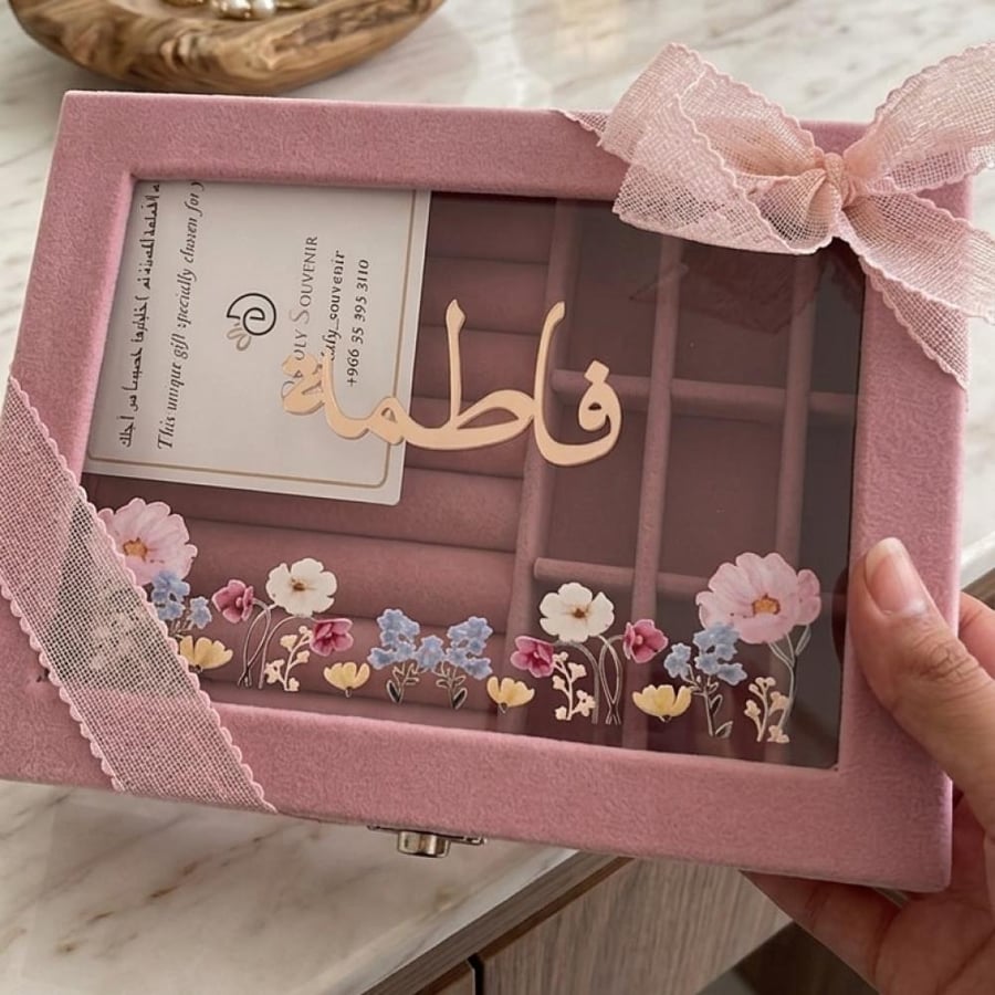 10 علبة مخملية | غطاء زجاجي لحفظ المجوهرات