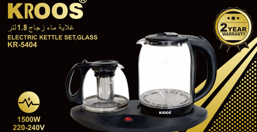 طقم غلاية ماء زجاج 1.8 لتر KR-5404