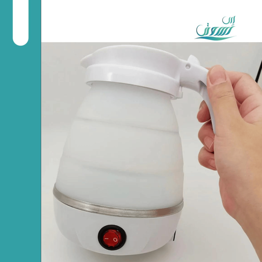 Small portable electric kettle, foldable, made of food-safe silicone