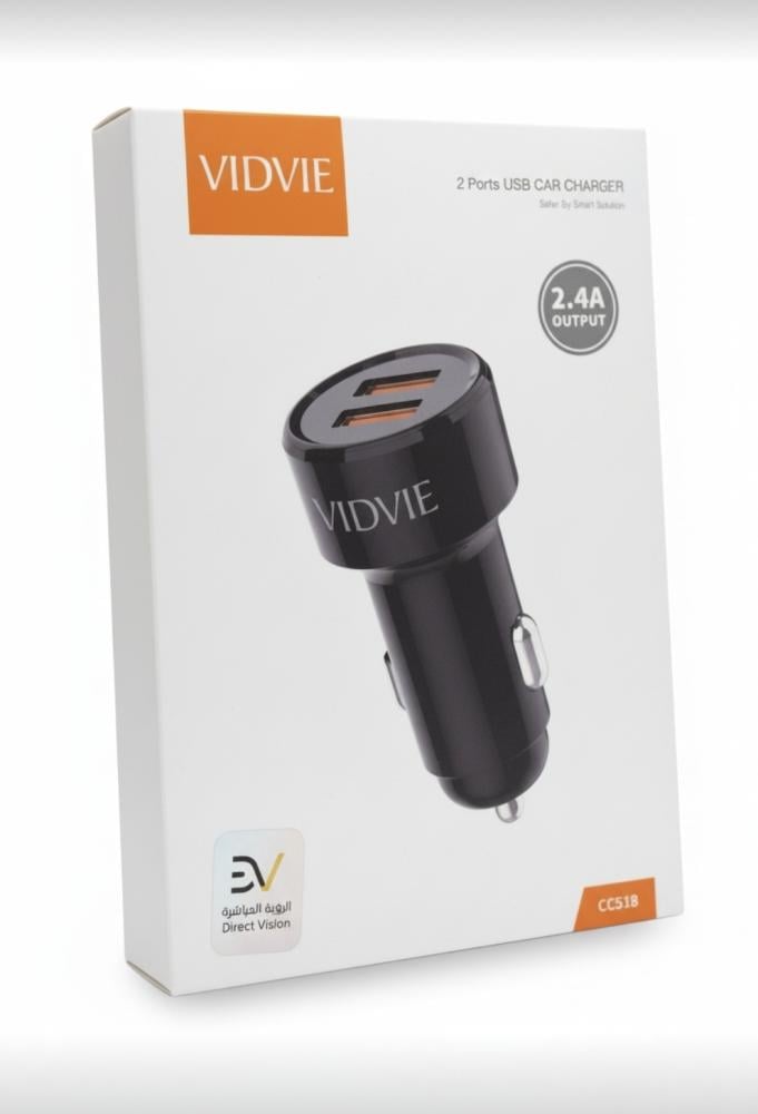 الشاحن (VIDVIE CC518) شاحن سيارة بمنفذين USB من فيدفي