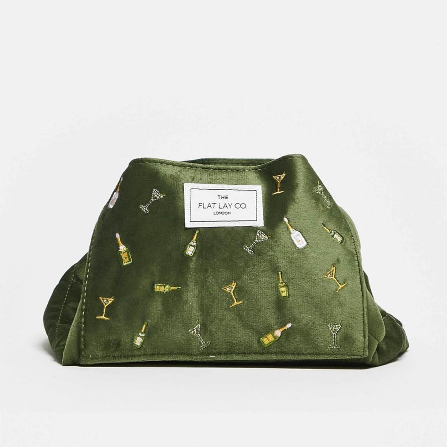 Drinks Embroidered Velvet Makeup Bag