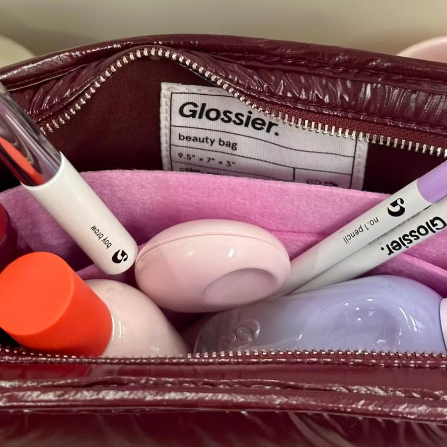 Glossier puffy beauty bag