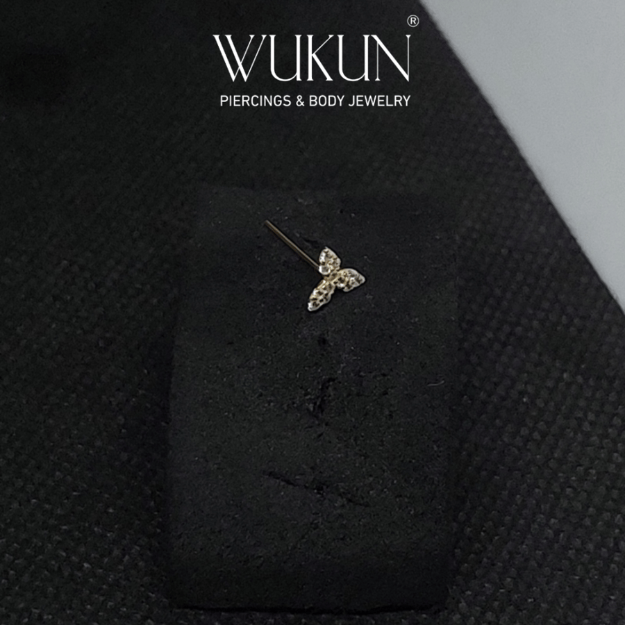 18k gold piercing hoop, three-petal flower shape 2