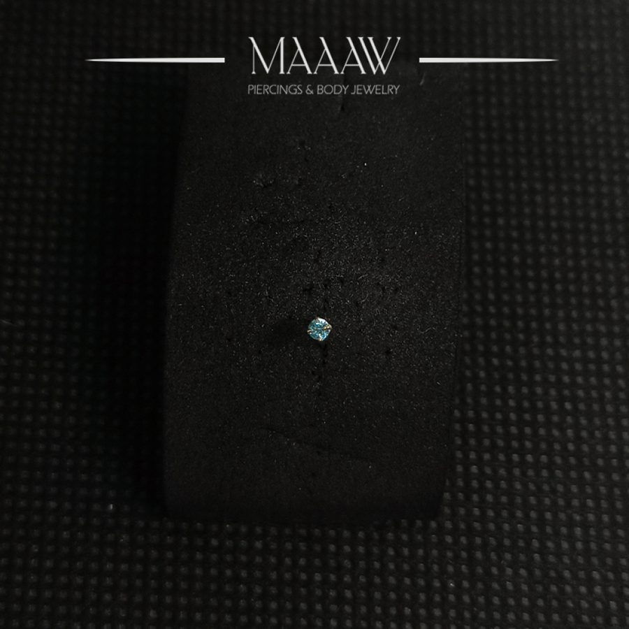 زمام بيرسينج ذهب عيار 18K بفص فيروزي صغير