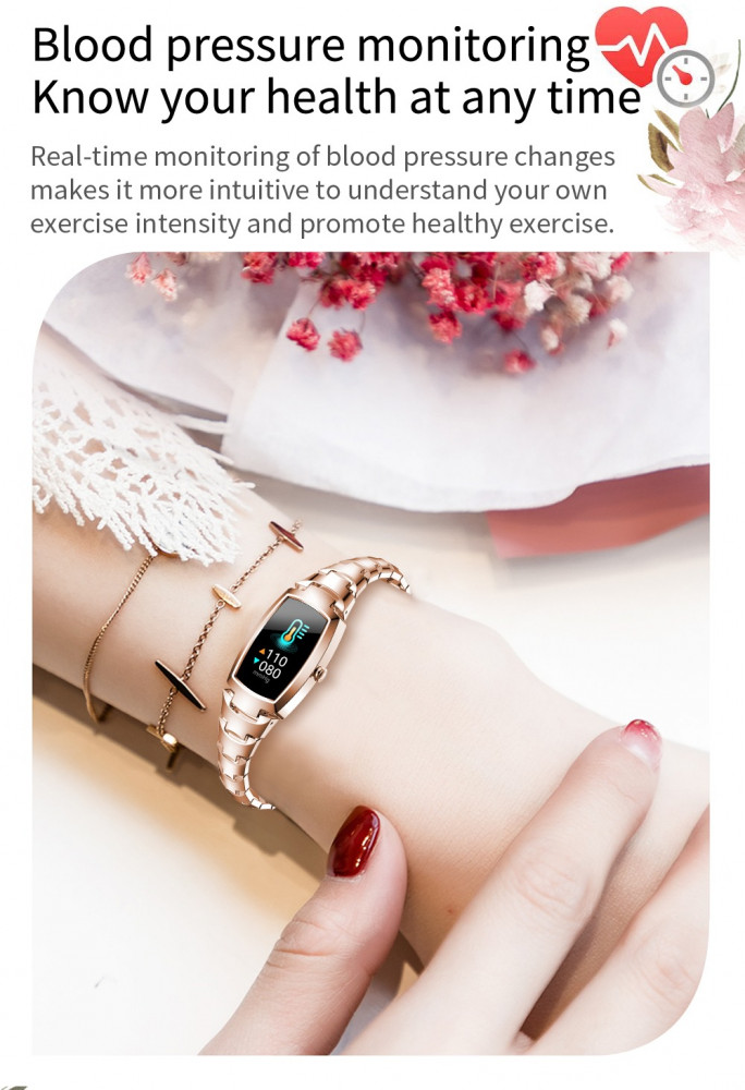 H8 Pro Women Smart Watch Android iOS بشاشة لمس كاملة رياضية سوار معدل ضربات القلب للياقة البدنية تتبع Smartwatch للسيدات