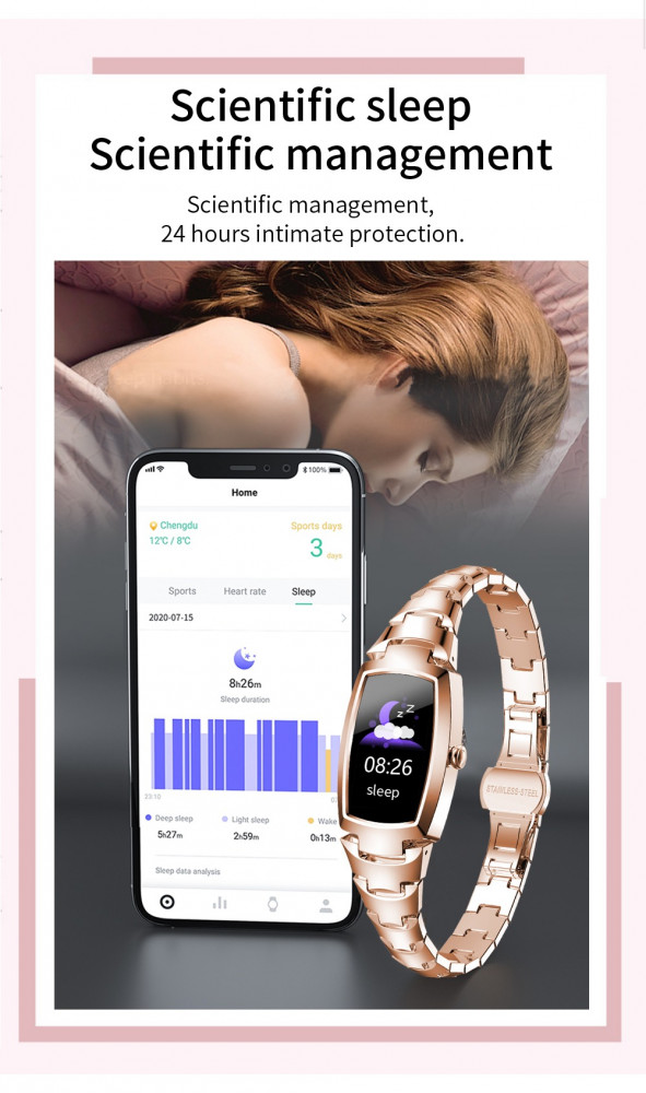 H8 Pro Women Smart Watch Android iOS بشاشة لمس كاملة رياضية سوار معدل ضربات القلب للياقة البدنية تتبع Smartwatch للسيدات
