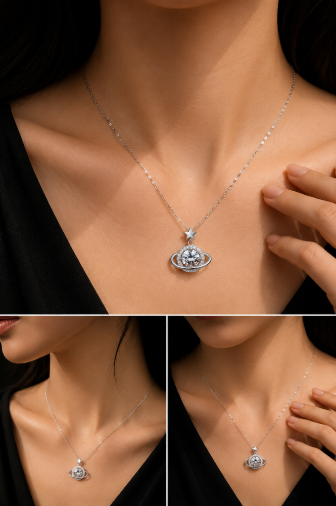Saturn planet necklace silver 925 karat