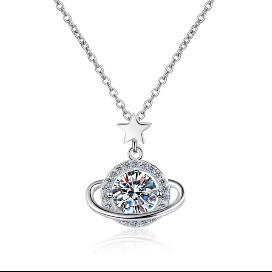 Saturn planet necklace silver 925 karat