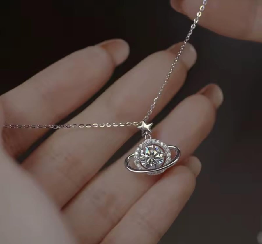 Saturn planet necklace silver 925 karat