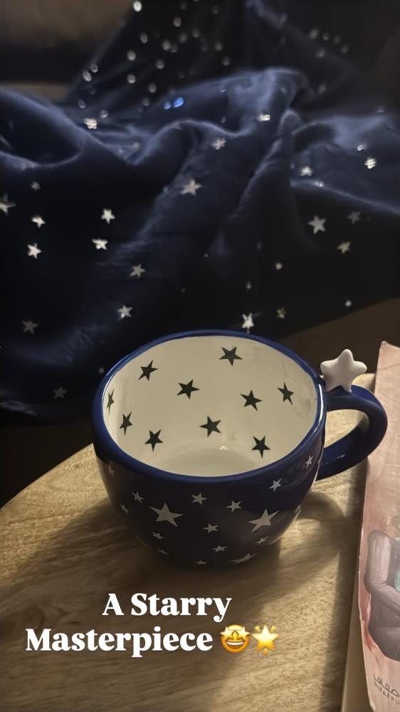 كوب فخار كحلي بعبارة بالداخل  MY STAR