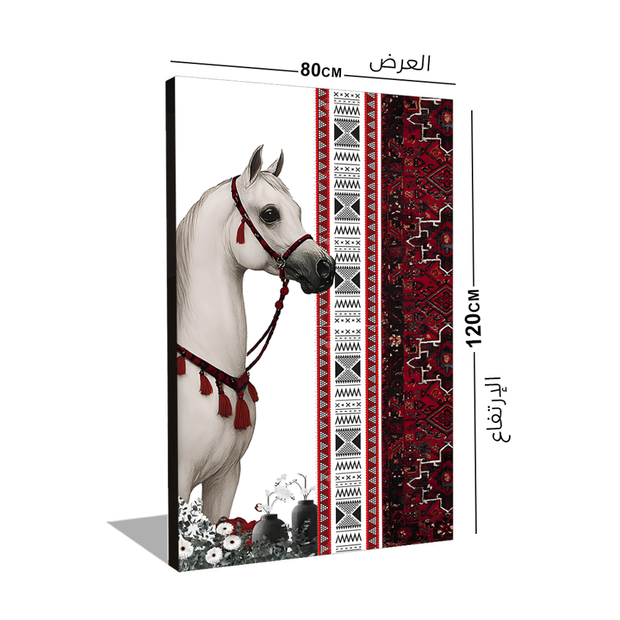 لوحة فن نجدي مع خيل