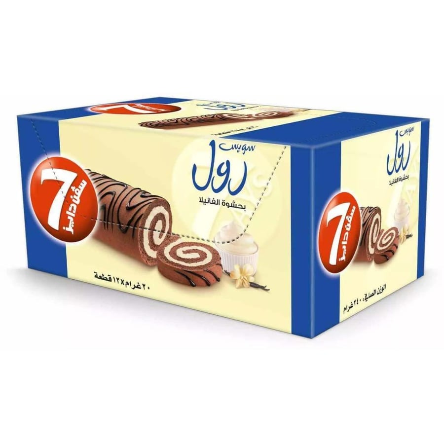كيك سفن دايز سويس رول بالفانيلا 12*20ج