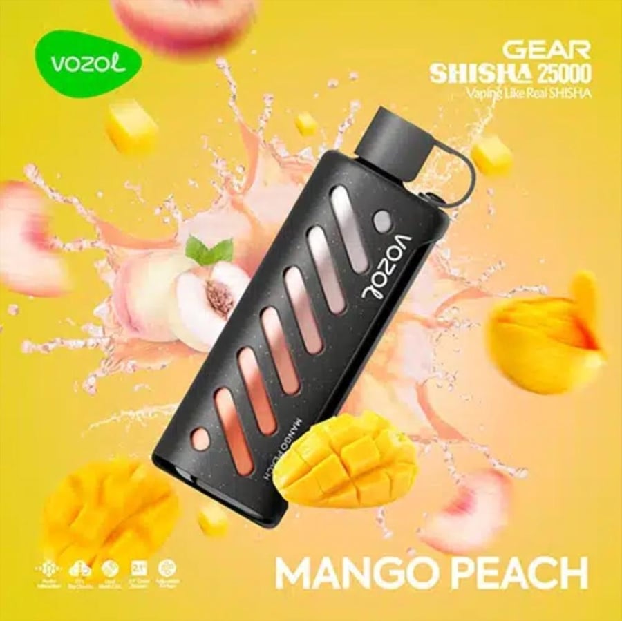 Vozol Gear Shisha جهاز فيب شيشة فوزول 25000 شفطة عدة نكهات 5 و 3 نيكوتين استخدام مره واحده