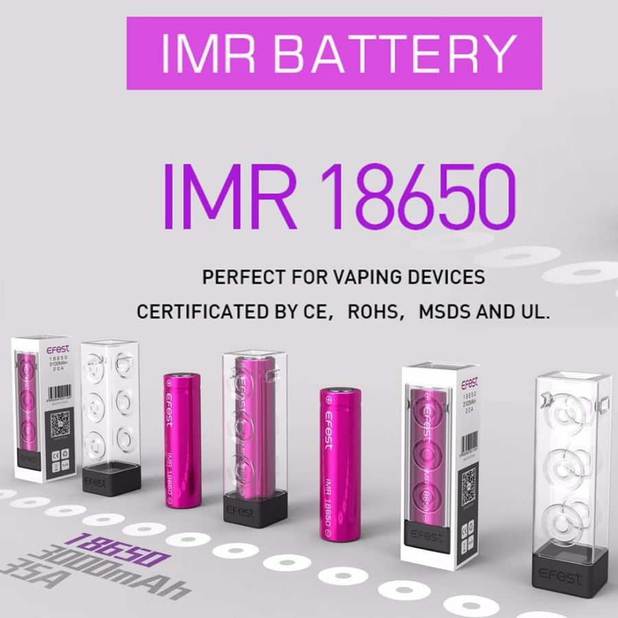 بطاريات ايفست- Efest IMR 18650 Battery العدد 2 حبه