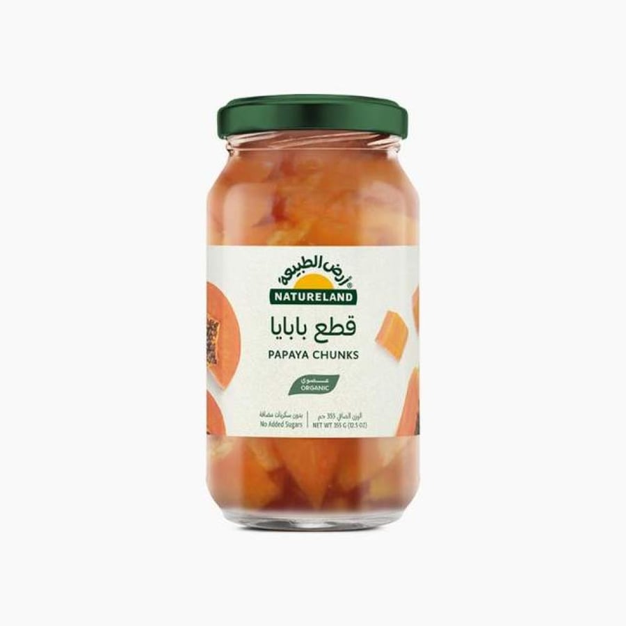 قطع بابايا في عصير الاناناس عضوي بدون سكر مضاف 355جم