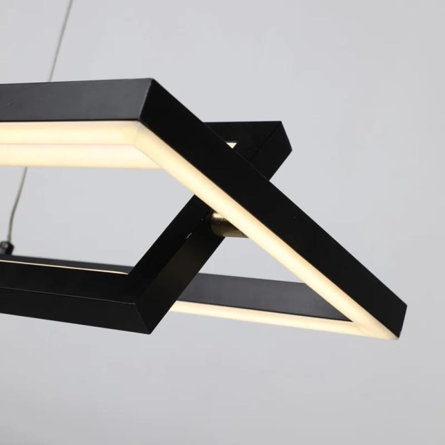 ثريا سقف LED مودرن  تصميم مستطيلات متراكبة  50 وات  أسود  طول 120س