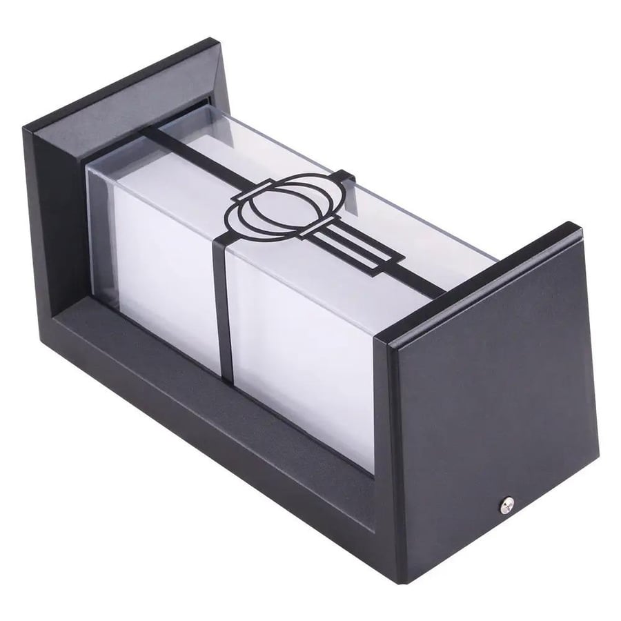 ابليك جداري خارجي LED مستطيل 30 واط بإضاءة صفراء وجرم أسود IP66