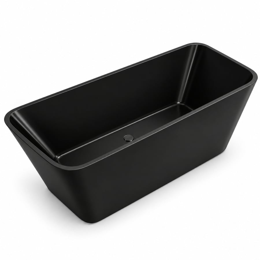 بانيو حمام أكريليك مربع TATO D-9002 مودرن – أبيض وأسود – مقاس 150×75 و170×75 سم