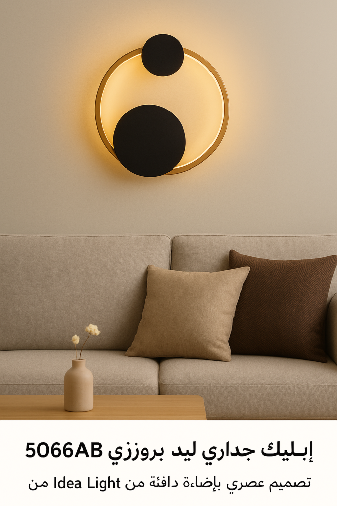 أبليك جداري ليد 1005GD-BK تصميم أنيق بإطار ذهبي ولمسة عصرية من Idea