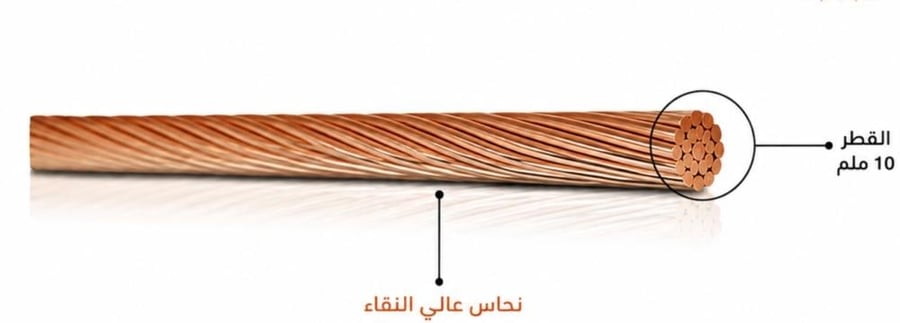 سلك تأريض نحاس مجدول غير معزول 10 ملم² بالمتر - كابلات الرياض