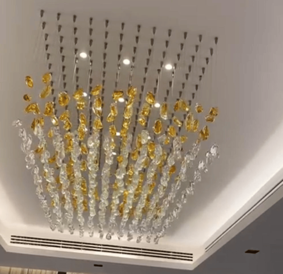 ثريا أحجار مستطيل 150×80 سم – شفاف وعسلي | شامل التركيب