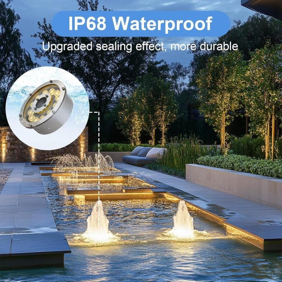 كشاف نافورة LED غاطس دائري  مقاوم للماء IP68 | 24V DC | متوفر بقدرات 6W