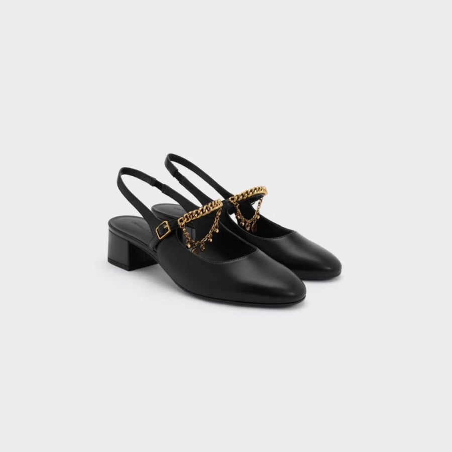 Double-Chain Charm Mary Jane Flats  - Charles and Keith