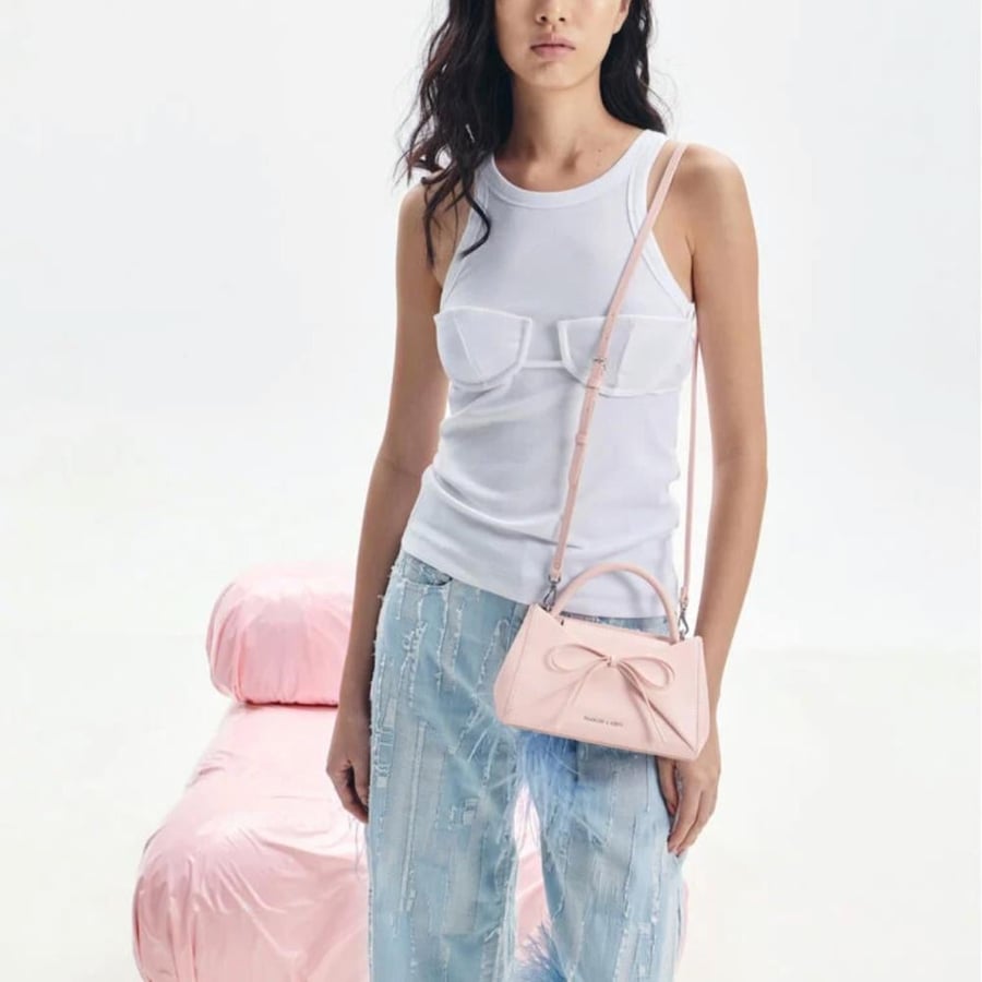 Hazel Bow Panelled Top Handle Bag - Charles and Keith