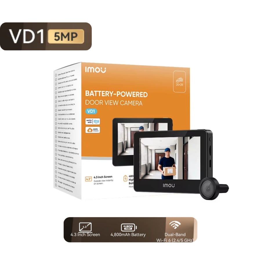 ثقبة باب ذكية IMOU VD1 5MP AOV واي فاي 6 ثنائي الاتجاه كشف الأشخاص بطارية 4800mAh