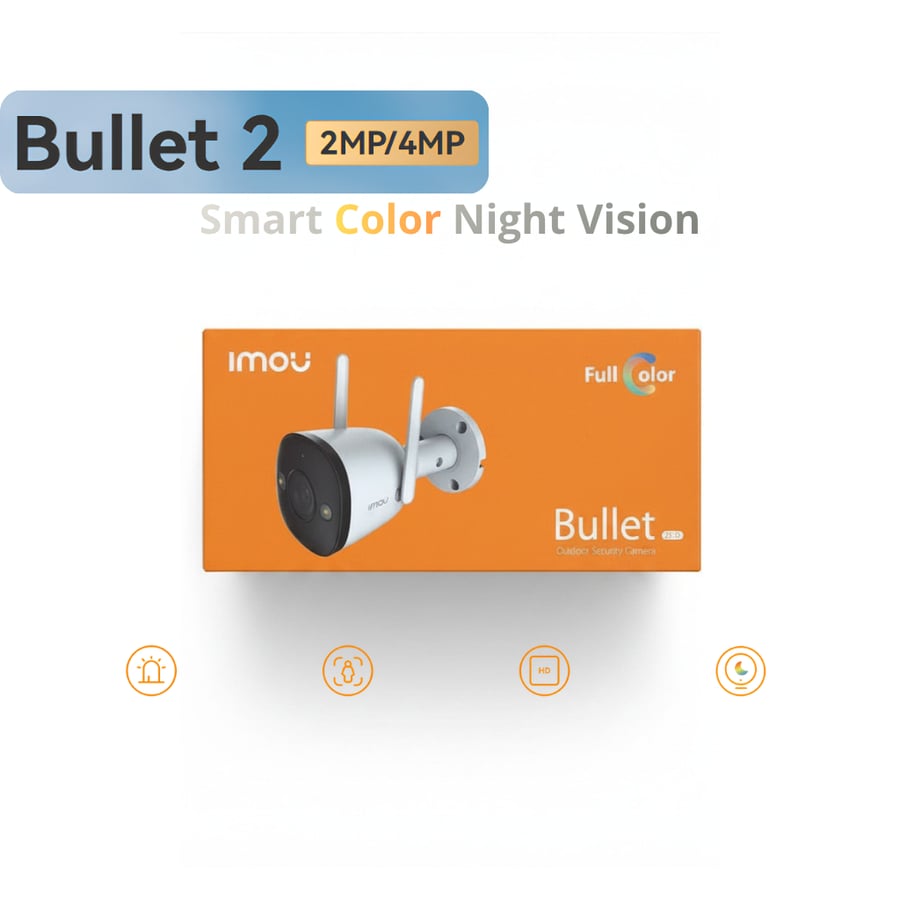كاميرا IMOU Bullet 2E خارجية بدقة 1080P واي فاي رؤية ليلية ملونة وإنذار