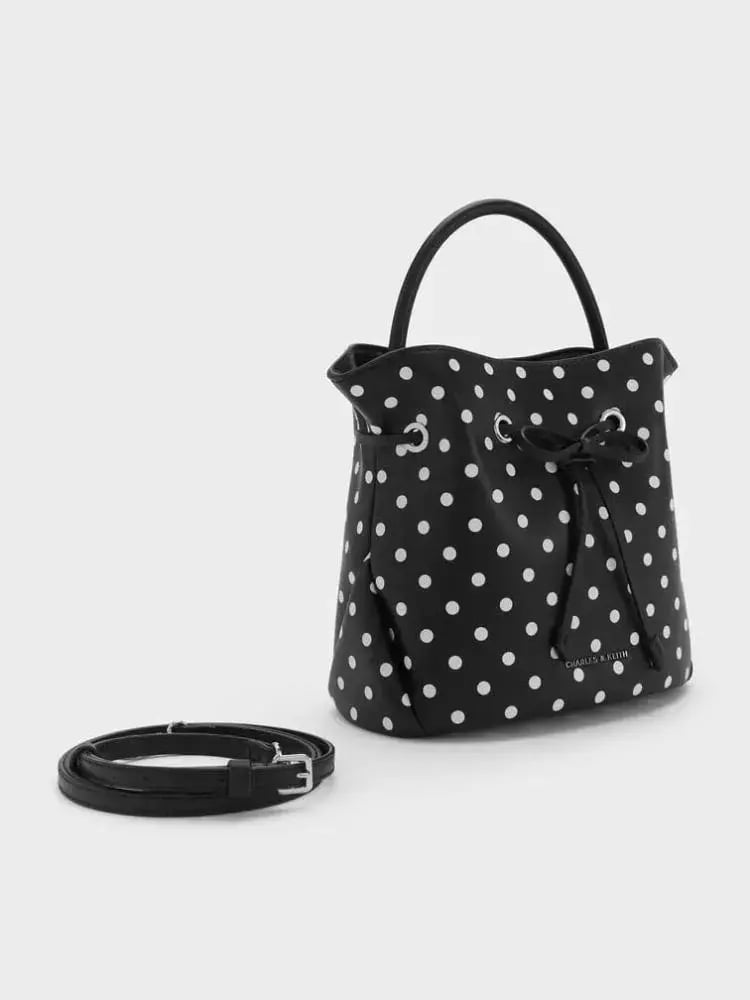 Hazel bucket bag with polka dots and bow - Charles & Keith