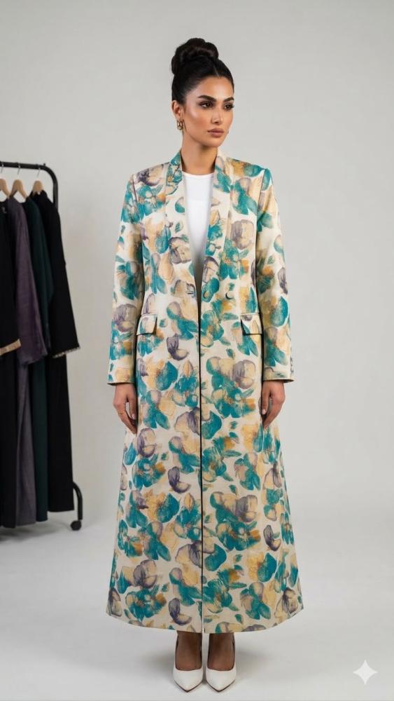 بليزر مبطن مع قماش مشجر مع طرحه خفيفه