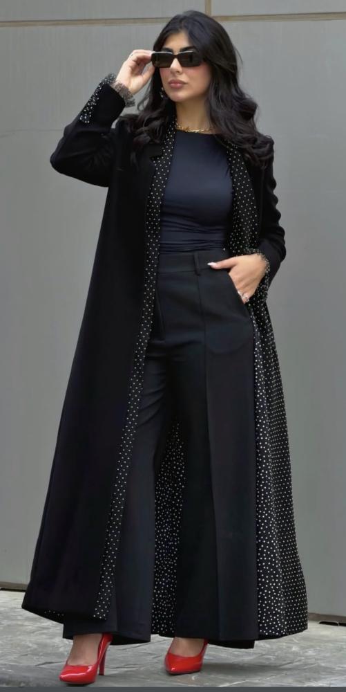 Abaya blazer with polka dot lining and plain or polka dot headscarf