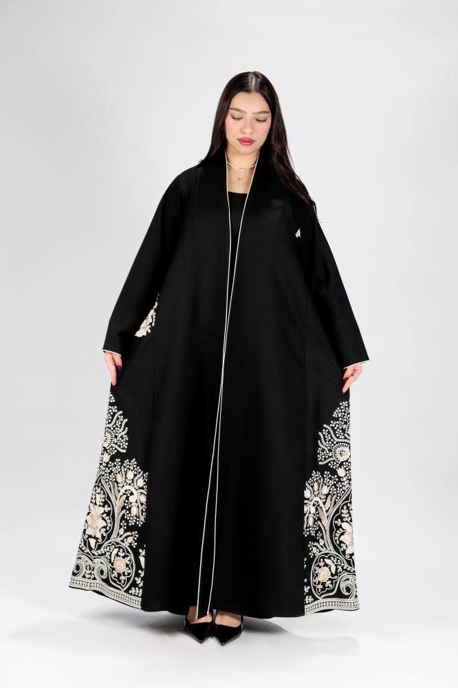 عباية كريب اسود مع كلفة