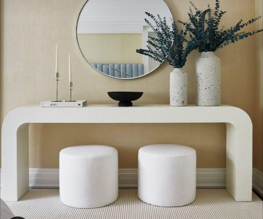 كونسول أبيض مع 2 بف - خشب MDF - 180×40×90 سم