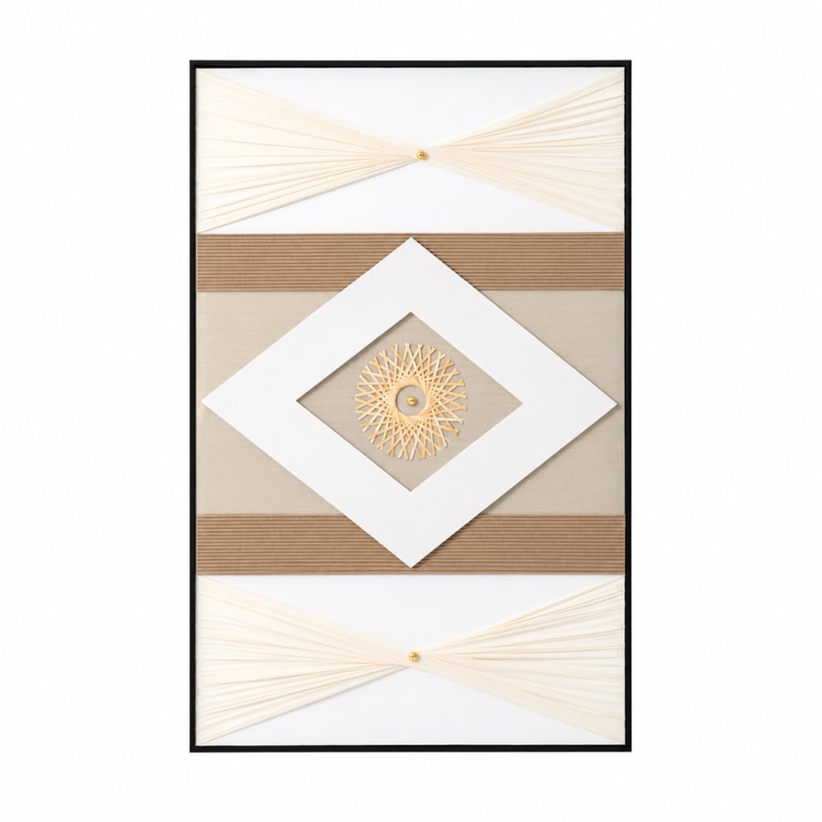 لوحة جدارية هندسية بإطار أسود 100×150 سم - موديل SHW-608